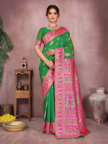 Varanga Women Banarasi Saree With Blouse Piece